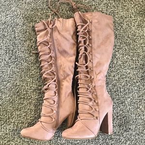 Pink lace up boots brand new